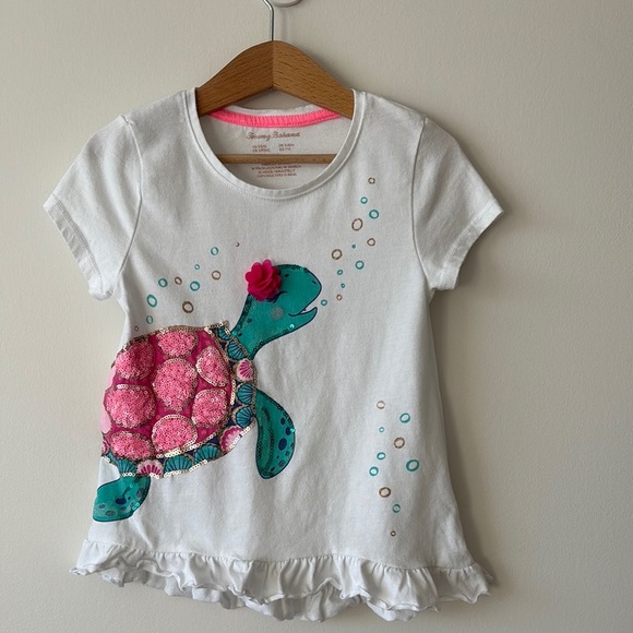 Gymboree White and Pink Short Sleeve Tee with Turtle Design - Picture 1 of 1